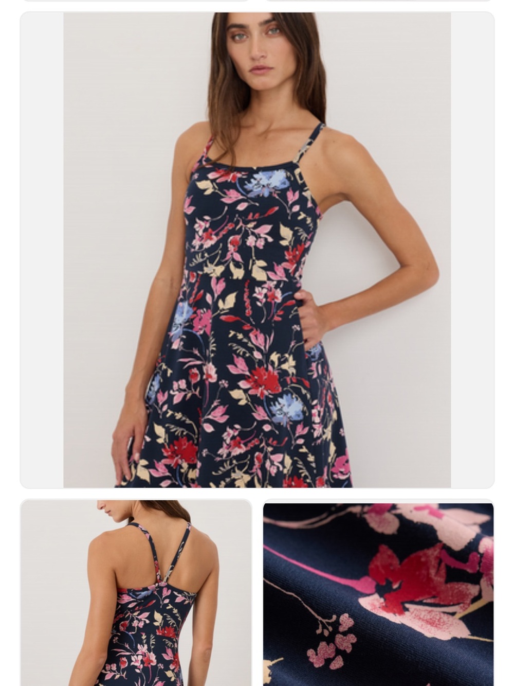 Pact organic cotton Floral fit and flare Midi Dress in day spring blooms. - Picture 2 of 11